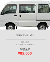 スバルサンバー 85000円買取