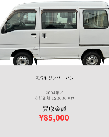 スバルサンバー 85000円買取